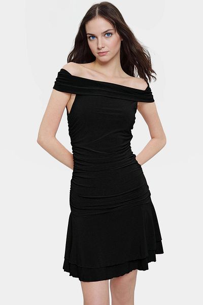 PayBuy Women's a Line Mini Knitted Dress Carmen Collar Daily Use Trend Design Modern Style Comfortable Cut