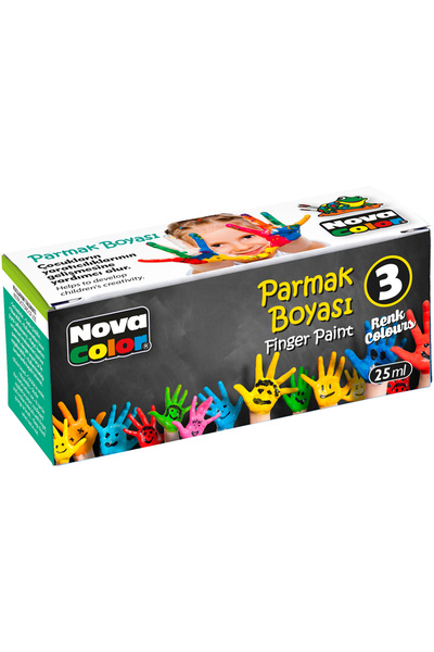 Nova Color 3x25 ml Parmak Boyası Su Bazlı - Kolay Silinebilir Boya
