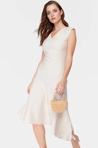 PayBuy Asymmetrical Midi Woven Dress V Neck Polyester Elastane High Quality Modern Style Stylish Appearance
