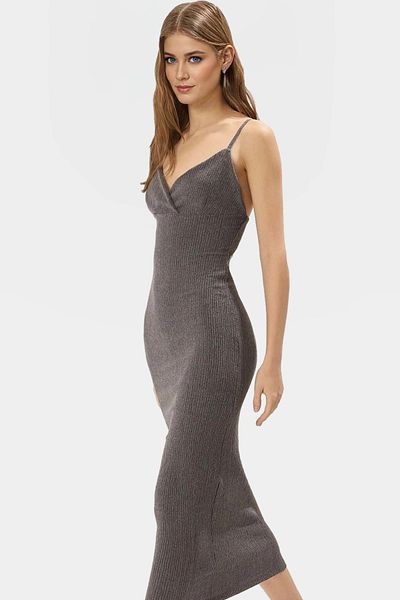 PayBuy Women's Midi Length Knitted Dress V Neck Bodycon Casual Stylish Comfortable Cut Carefully Selected