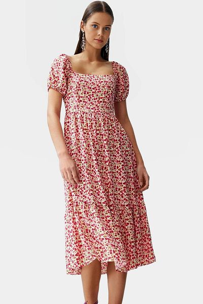 PayBuy Summer Patterned Viscose Midi Dress Comfortable Casual Style Carefully Selected and Stylish