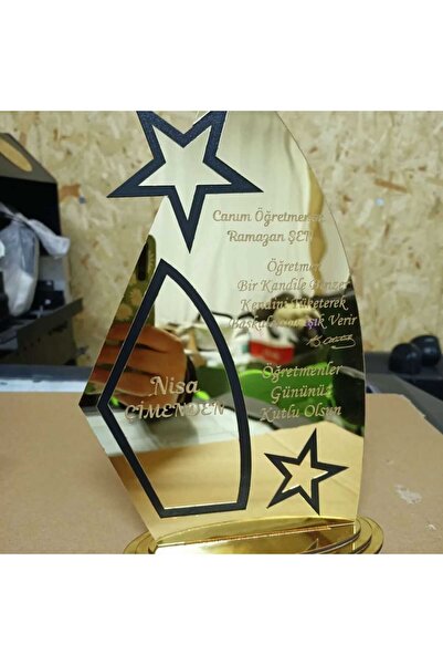 ArsemiaLAzer Öğretmenler Günü’ne Özel Pleksi Plaket – Ahşap Zarafetiyle Kalpl...