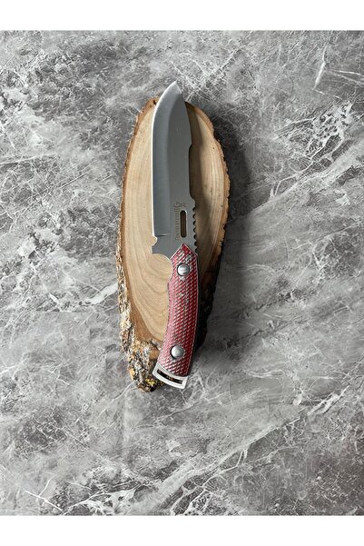 empressnaturalstone Kırmızı Metal Kabze Kamp Bıçağı–Cam-Buz Kırmalı, İp Takma...