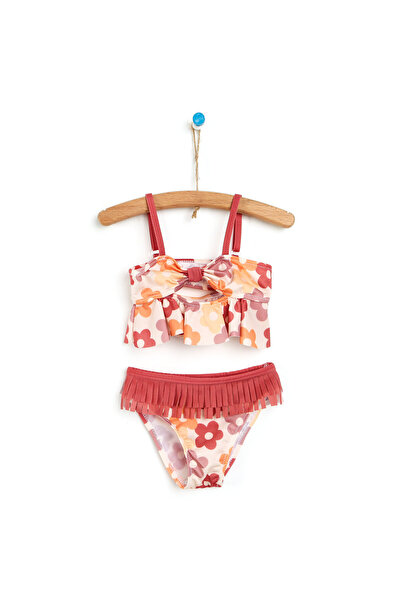 NEOPY طقم بيكيني للفتيات الصغيرات مكون من قطعتين منقوشة بالزهور باللون الوردي