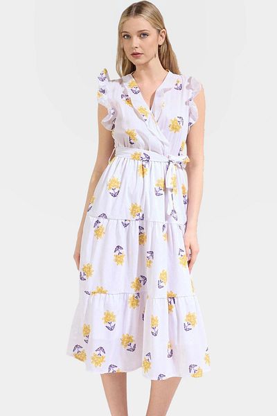 PayBuy Summer Floral Print Midi Dress Cotton Terrycotton Fabric Comfortable Casual Style Stylish Look