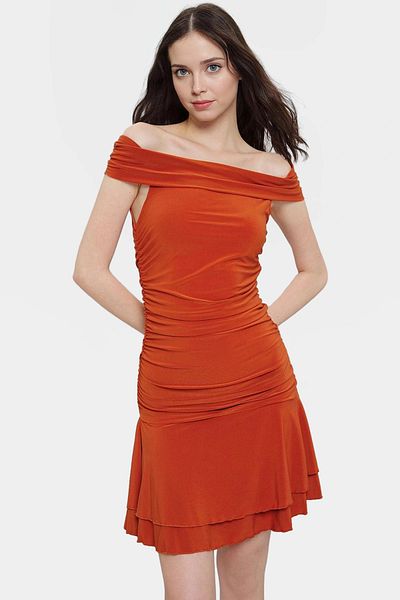 PayBuy Women's a Line Mini Knitted Dress Carmen Collar Daily Use Trend Design Modern Style Comfortable Cut