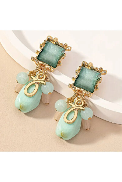 HOSBUTIK Mint yeşili delik gerekmez klipsli küpe