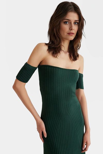 PayBuy Stylish Midi Length Knitwear Dress Carmen Collar a Line Casual Carefully Selected Professional Look
