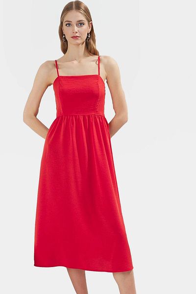 PayBuy Women's a Line Midi Length Polyester Woven Dress Daily Use Perfect Fit Special Design