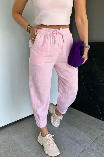 bb butik basic Muslin Balloon Trousers with Leg Clamps Fg8797
