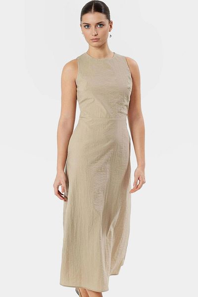 PayBuy A-Line Midi Woven Dress Crew Neck Polyester Summer Casual Perfect Fit Durable Material