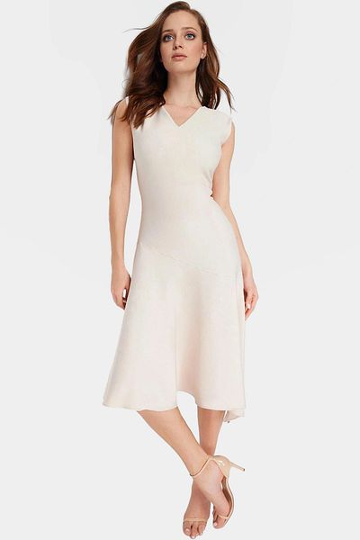PayBuy Asymmetrical Midi Woven Dress V Neck Polyester Elastane High Quality Modern Style Stylish Appearance