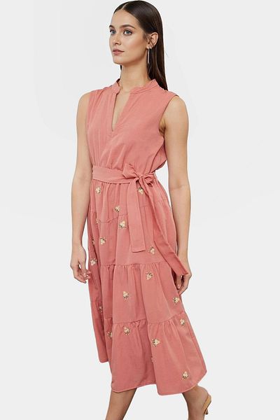 PayBuy Summer Floral Embroidered Midi Dress Comfortable Casual Style Premium Quality Special Design Modern