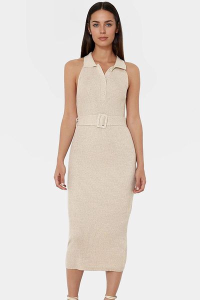 PayBuy Women's Knitwear Midi Dress with Belt Bodycon Slim Fit for Daily Wear