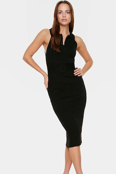PayBuy Women's Knitwear Midi Dress with Belt Bodycon Slim Fit for Daily Wear