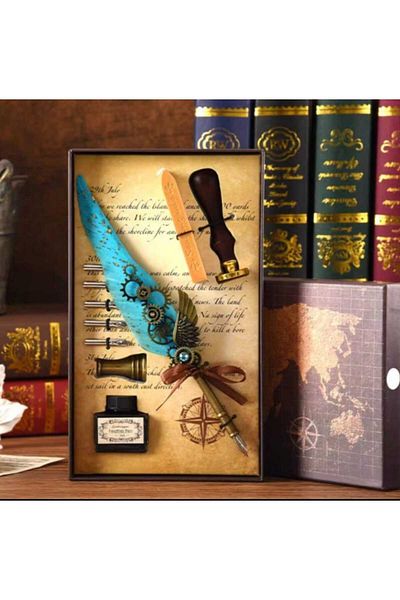 MRShopping Mr Feather Dip Inkwell Set Fountain Pen Calligraphy Pen Office, Lover, Teacher's Day, Christmas Gift