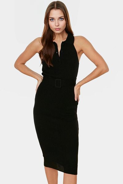 PayBuy Women's Knitwear Midi Dress with Belt Bodycon Slim Fit for Daily Wear