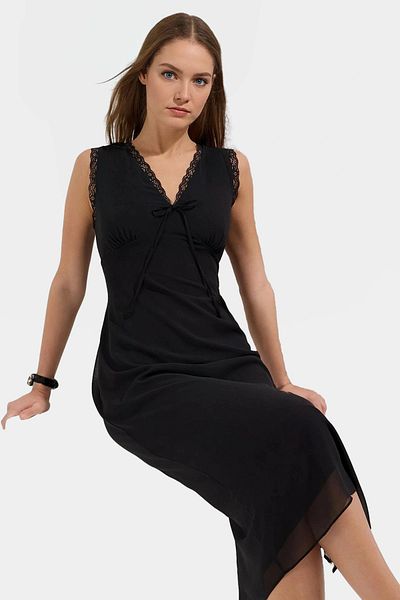 PayBuy Stylish A-Line Midi Dress Lace Detail Summer Woven Fabric Carefully Selected Comfortable