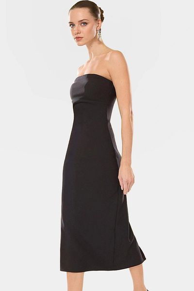 PayBuy Midi Length Woven Dress Bodycon Mold Body-Hugging Design Comfortable Use Modern Style