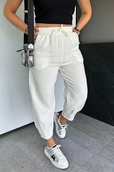 bb butik basic Muslin Balloon Trousers with Leg Clamps Fg8797