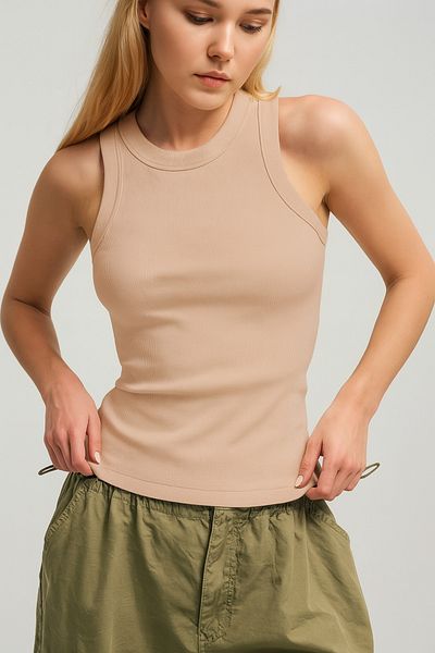 MİO ESTİLO Novelle Halter Neck Ribbed Tank Top