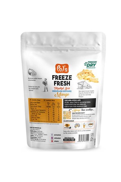 Pol's Freeze Fresh Dondurularak Kurutulmuş Mango 20 gr
