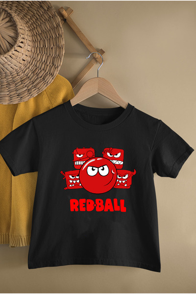 MAGORS Tricou cu decolteu roșu Red Ball Smile imprimat pentru băieți și fete