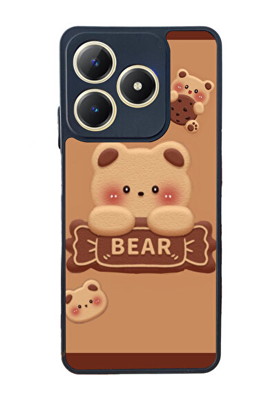 Aksel Kılıf طباعة متوافقة مع Realme C61، أسود غير لامع، سيليكون ناعم، واقي، غ...