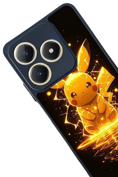 Aksel Kılıf Realme C61 Compatible Printed, Matte Black, Soft Silicone, Protective, Shock Absorbing Cover, Case