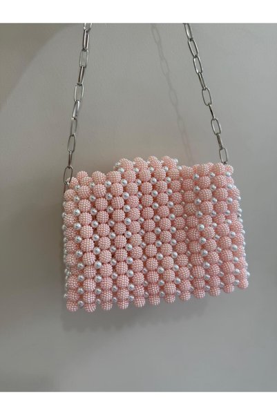 BONİTA Pink Beaded Pearl Detailed Shoulder Bag