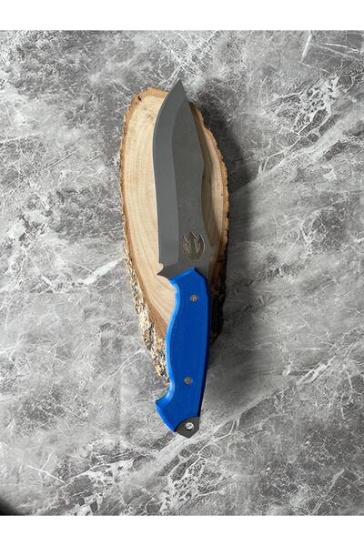 empressnaturalstone Üç Dişli Mızrak Desenli Kamp Bıçağı – Mavi Kompakt Kabze,...