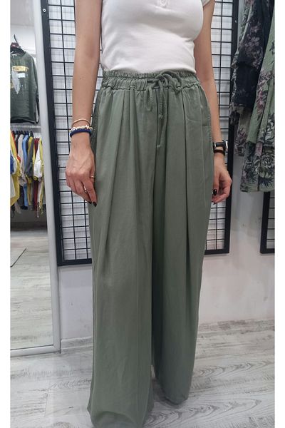 Butik Şans Lyocell Fabric Italian Trousers with Elastic Waist Pocket