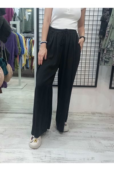 Butik Şans Lyocell Fabric Italian Trousers with Elastic Waist Pocket
