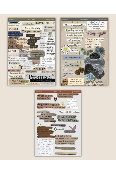 MirayDesign 6'lı Aşk Notları Temalı Sticker Seti–12x17 cm|Bullet Journal,Scrapbook,Ajanda ve Planlayıcı