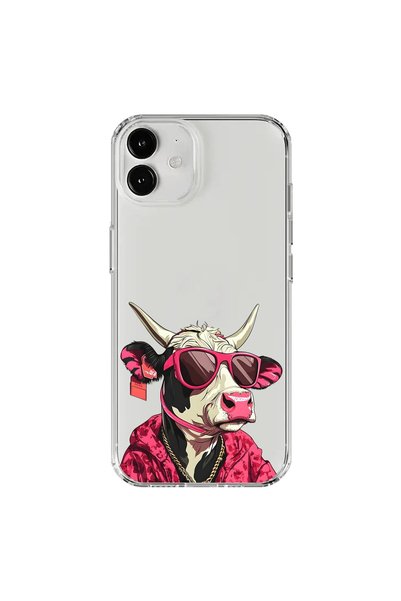 Dali Design iPhone 12 Mini Compatible Transparent Case with Cool Cow Design