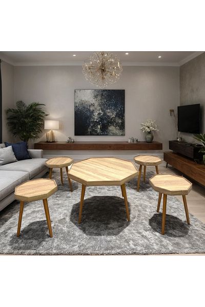 Ch 5-piece Turkish wooden table set
