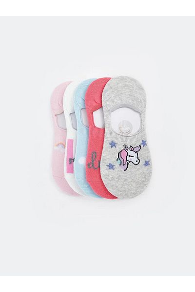 LC Waikiki Lcw Kids White Patterned Girls' Ballerina Socks 5-Piece