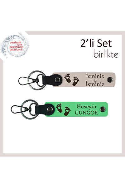 Miaju مجموعة جديدة من سلسلة المفاتيح المكونة من قطعتين بتصميم قلب وقدم، يمكن ...