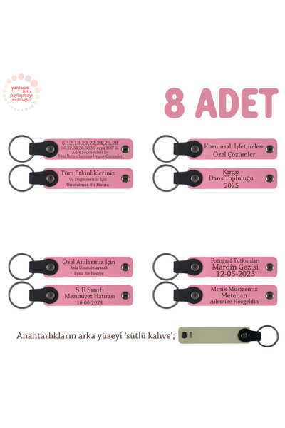 Miaju اللون الوردي والقهوة، كتذكار عن وعد، مجموعة من 8 قطع، هدية سلسلة مفاتيح...