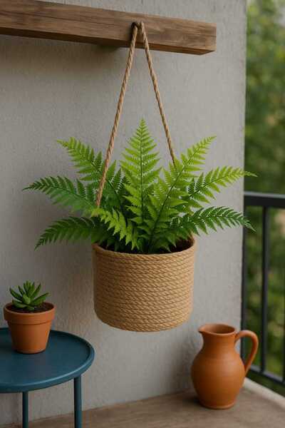 ÖRGÜM سلة زخرفية متعددة الأغراض 15×15 سم (لا تشمل النبات والشماعة)