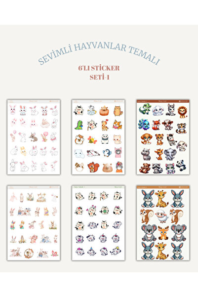 MirayDesign Set od 6 slatkih nalepnica sa temom životinja – 12x17 cm|Bullet j...