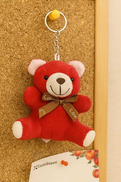 Şirin Color of Love – Red Plush Teddy Bear Keychain