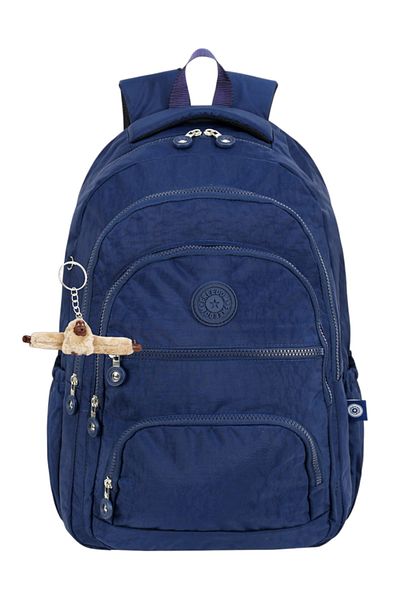 Çantaland Set of 2 Luxury Crinkle Fabric High School and Middle School Backpack + Pen Holder, Monkey Keychain Gift