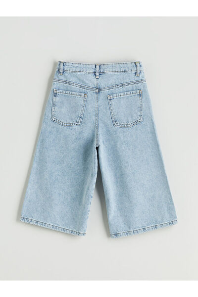 LC Waikiki Girl's Jean Bermuda with Ripped Detail