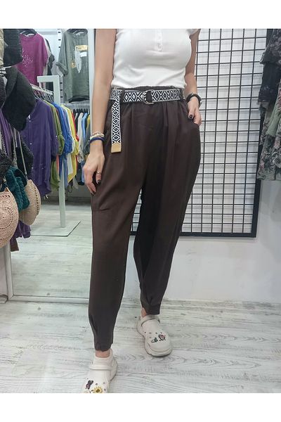 Butik Şans Belt Detailed Pocketed Lyocell Fabric Italian Trousers