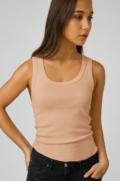 MİO ESTİLO Novelle Wide Strap Ribbed Tank Top