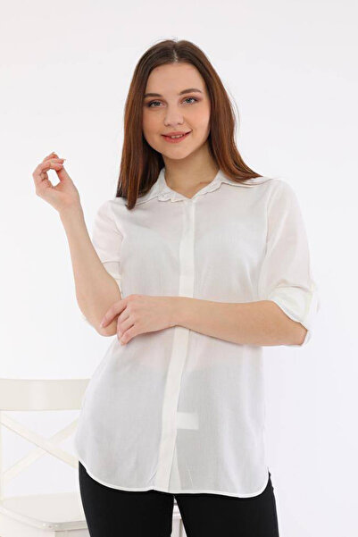 Polologin Butik Women's White Long Sleeve Shirt