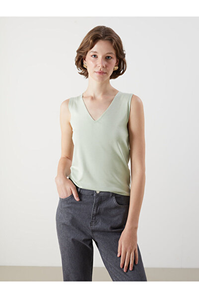 LC Waikiki قميص نسائي منسوج برقبة على شكل حرف V للموسم الجديد - S5PC79Z8