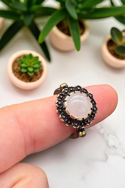 NBS Beautiful Naturel Stones Copper Pure Ring Adjustable Pink Evil Eye Very Good Quality (Gift, Daily, Special Day) Antique