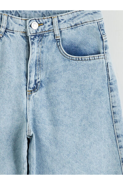 LC Waikiki Girl's Jean Bermuda with Ripped Detail